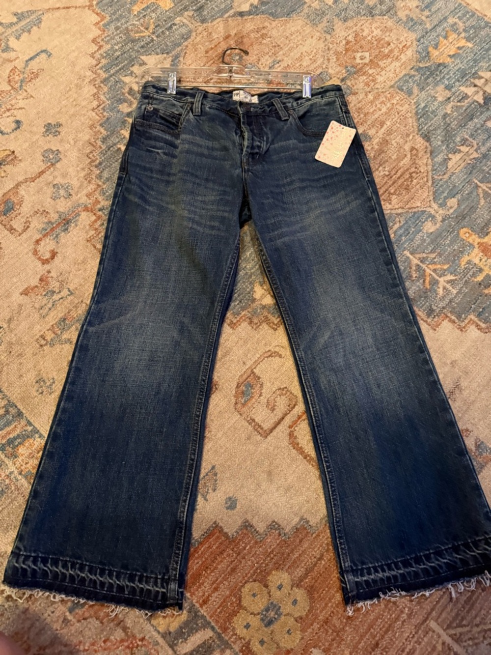 Free People Low Rise Indigo Wide Leg Cropped Denim Jeans